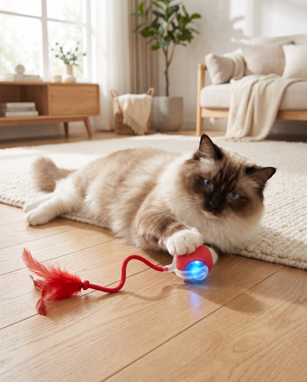 Ragdoll playing with the Smart Chase Ball