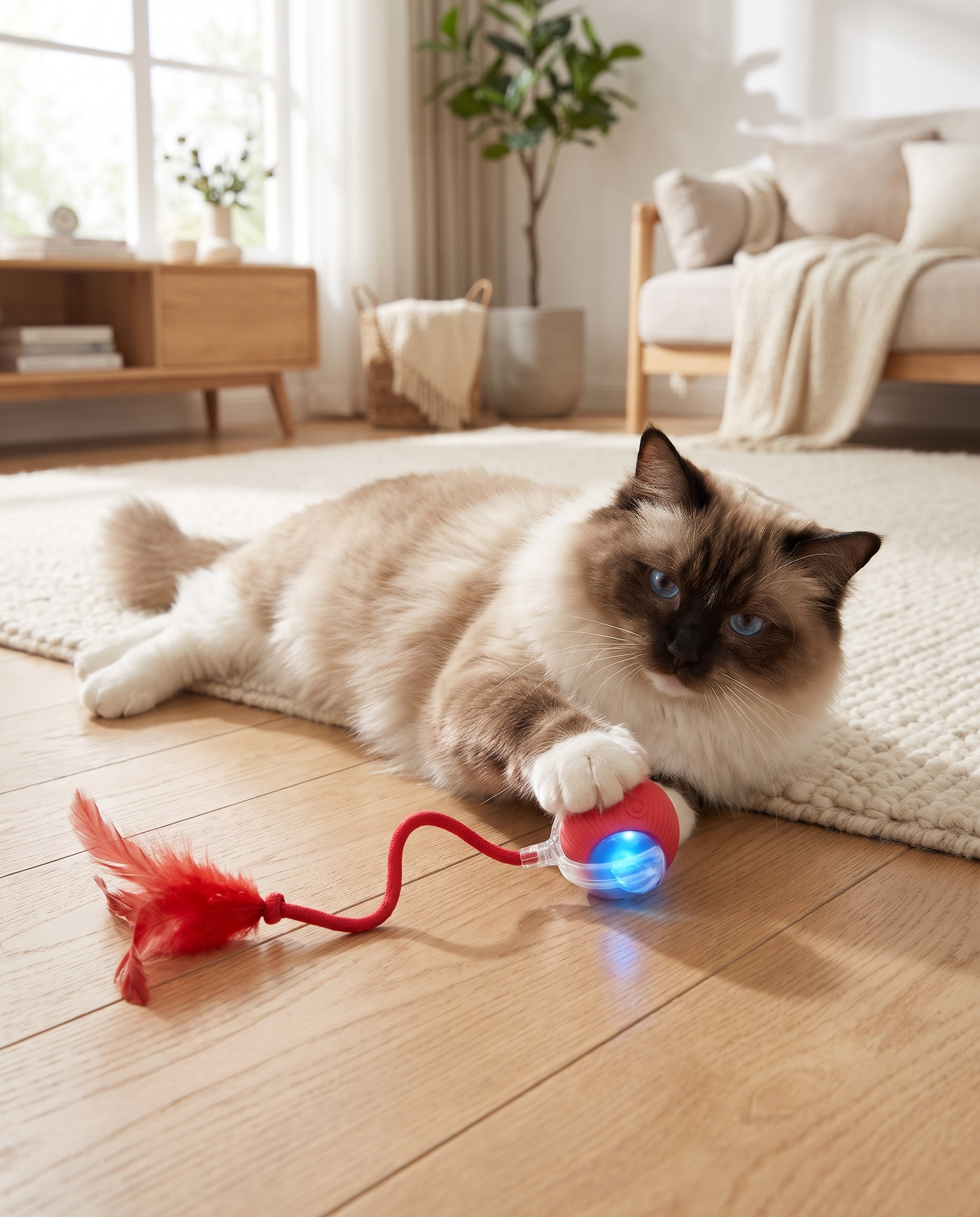 Ragdoll playing with the Smart Chase Ball